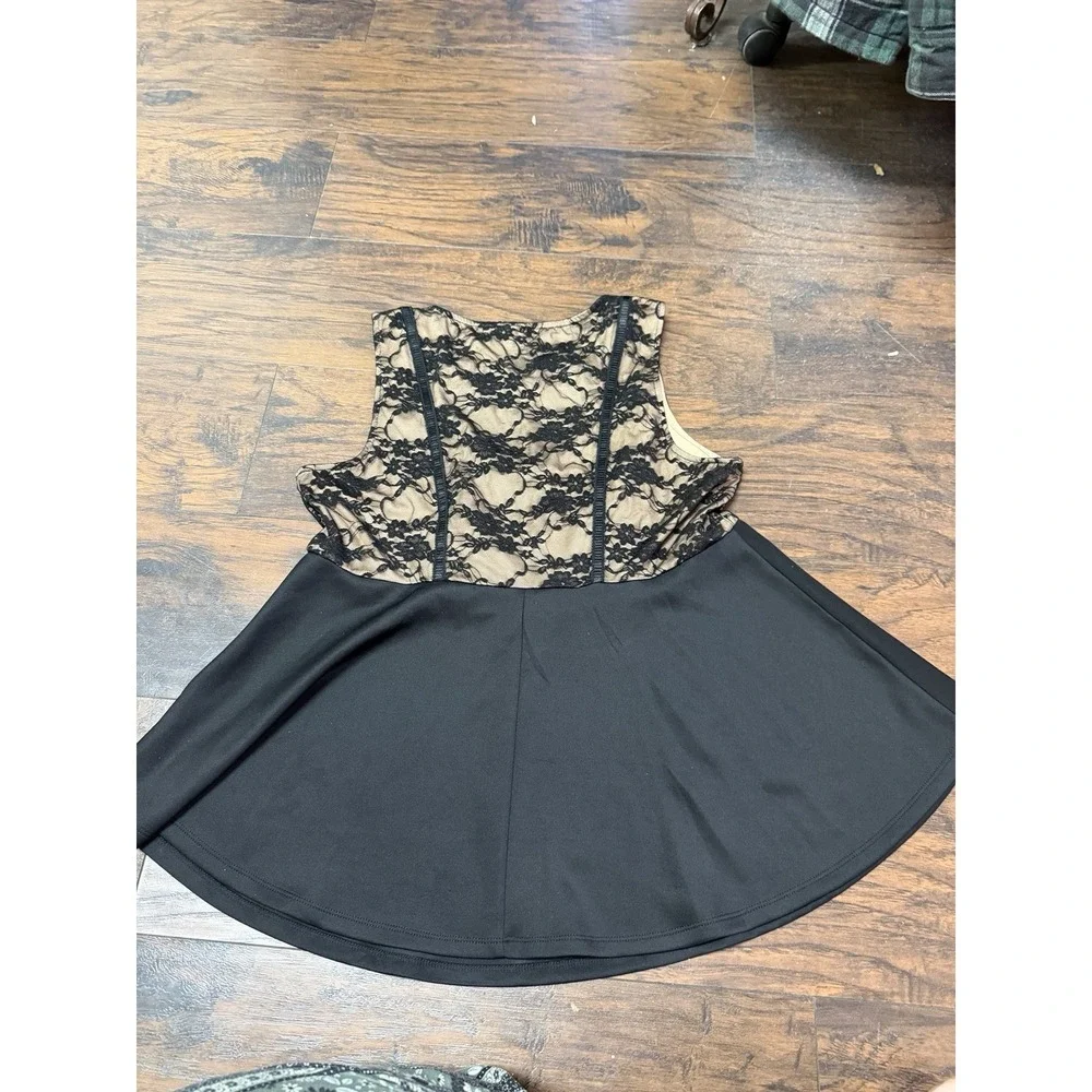 Torrid Lace Corset Peplum Top Size 0 Black Nude‎ Sheer Bustier Style